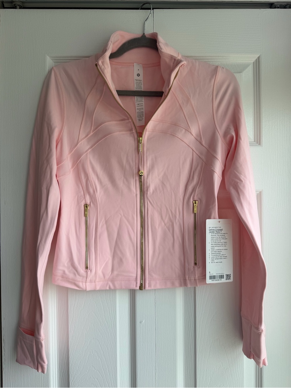 BNWT Lululemon Define Cropped Jacket Nulu Blush Quartz Gold Zipper